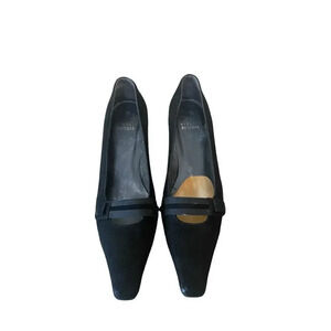 Stuart Weitzman Women's Black Square Toe Pull-On Formal Heel Size 6.5M